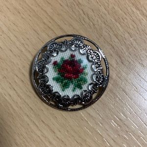 Vintage Petit Pointe Rose Brooch